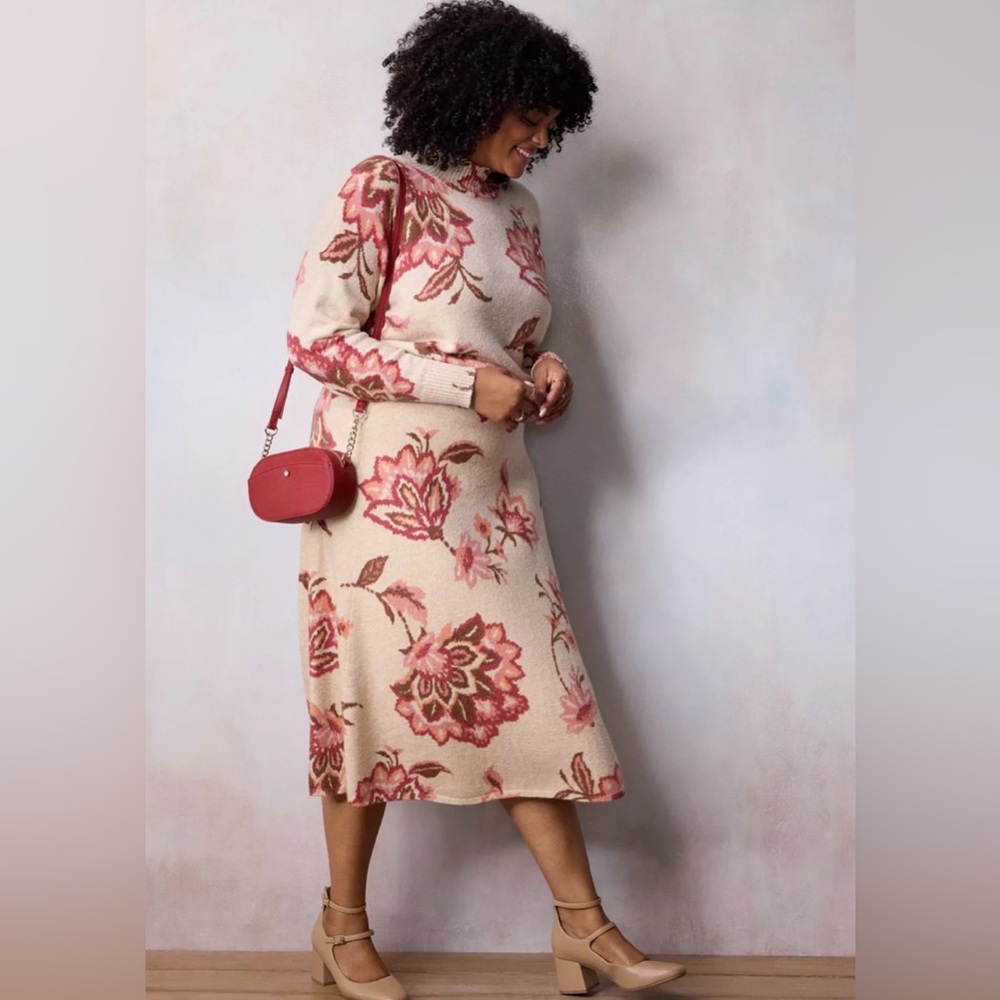 LC Lauren Conrad Floral Turtleneck Sweater and Matching Skirt